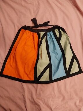 Vintage Geometric Half-Apron with 60s Flair